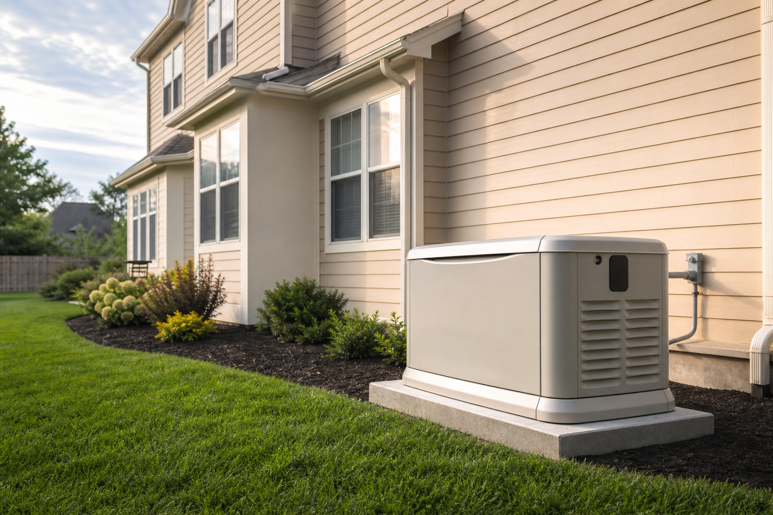 Standby generator on pad beside Ohio home